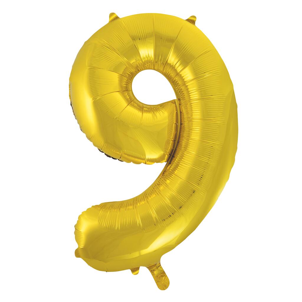 Number 9 Balloon- NINE Balloon NINTH Birthday Decor- Ninth Birthday Photo Prop 9th Birthday Decor 34 Number 9 Gold Mylar Balloon